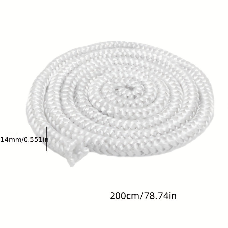 High-Temperature Resistant Fiberglass Fireplace Seal Rope 14mm x 2m White Gasket for Wood Stove Doors