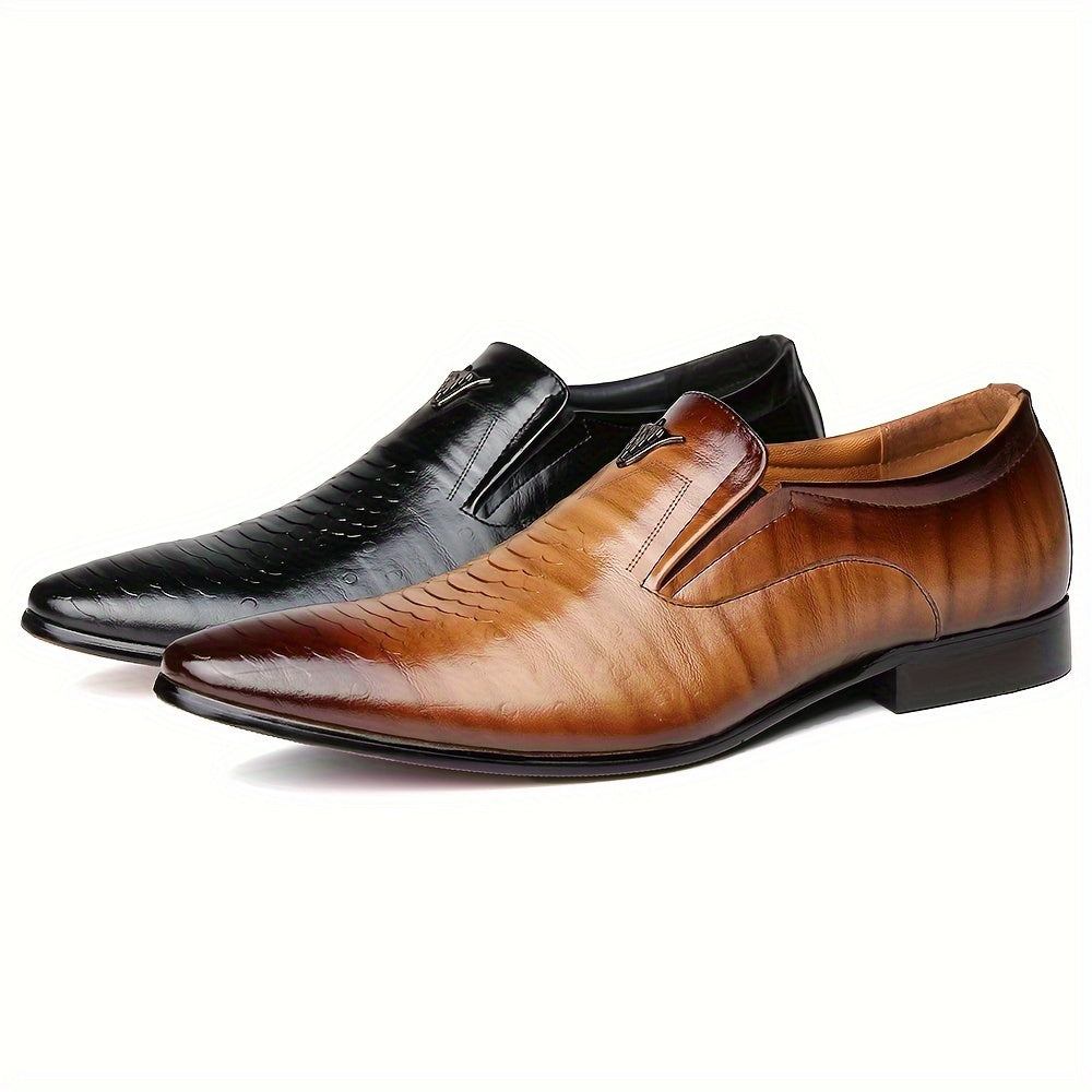 Men's PU Pointed-Toe Loafers Slip-On Formal Shoes for Office Spring Summer Autumn