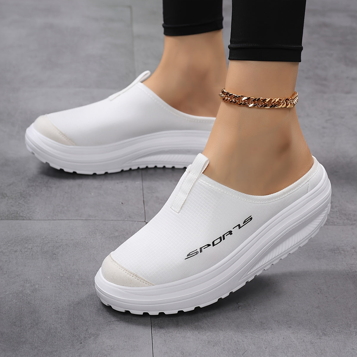 Women's Slip-On Platform Shoes Breathable Mesh White Cushioned Comfort