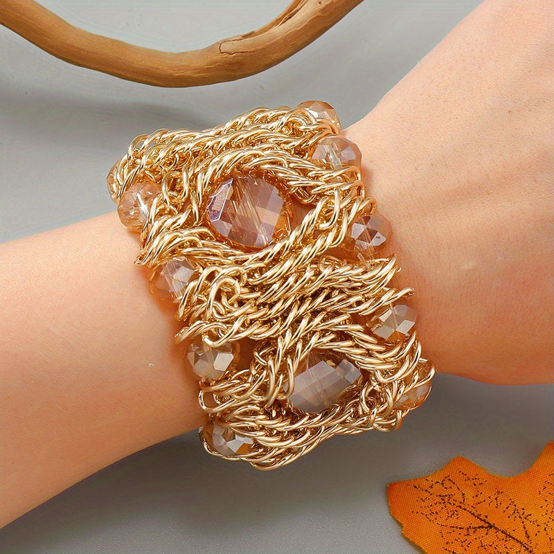 Women’s Boho Bracelet with Artificial Crystals Elegant Bohemian Jewelry for Daily Wear