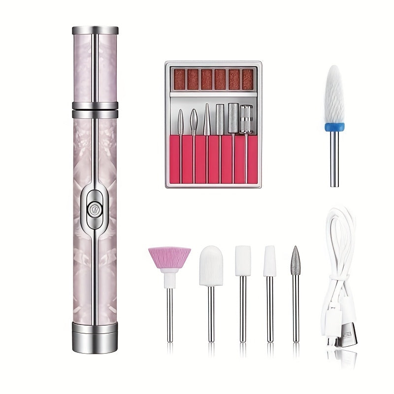 Máquina eléctrica para eliminación y pulido de uñas con 18 cabezales intercambiables para cuidado personal