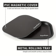 Small Metal Rolling Tray With Magnetic Lid - 17.78cm x 13.97cm Storage