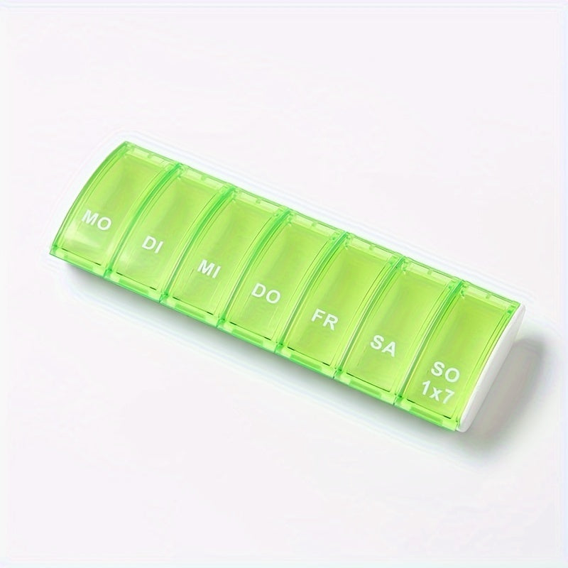 Portable Weekly Pill Organizer for Travel, 7 Compartments, Dividable