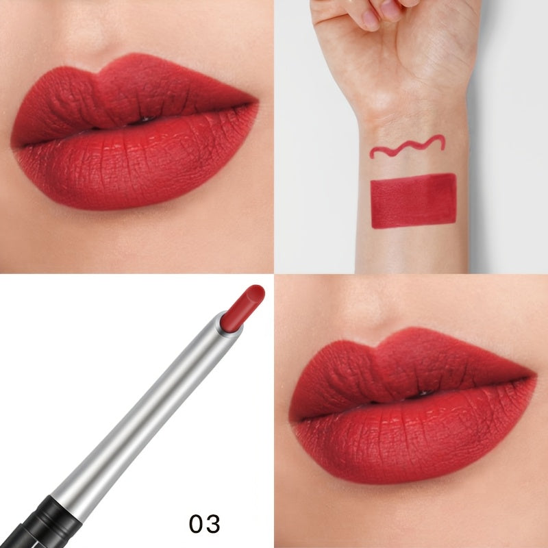 Lápiz delineador de labios mate impermeable para mujer, rojo, contorno, lápiz de labios de larga duración