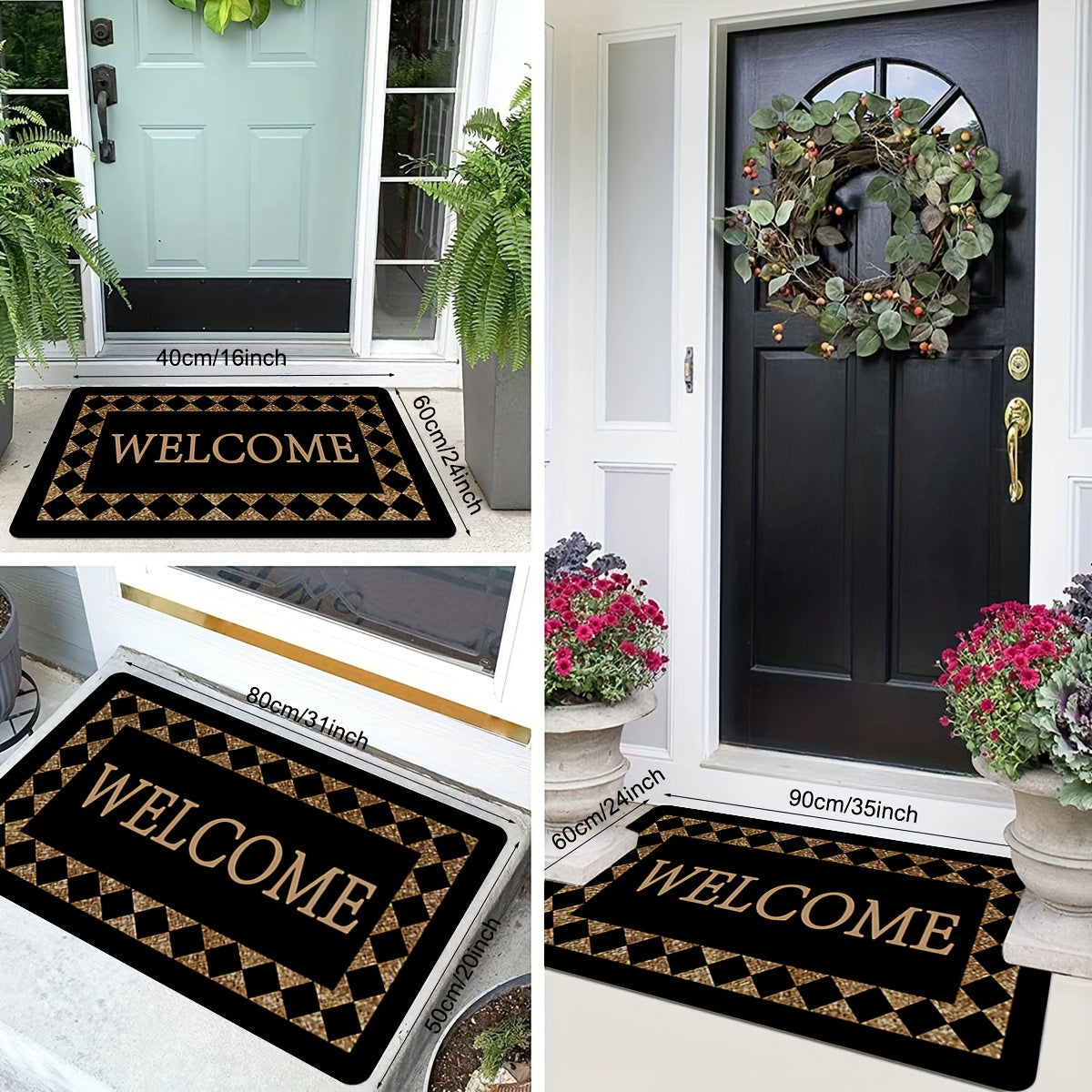 Plaid Doormat Non-Slip Stain-Resistant Entryway Rug for High Traffic Homes