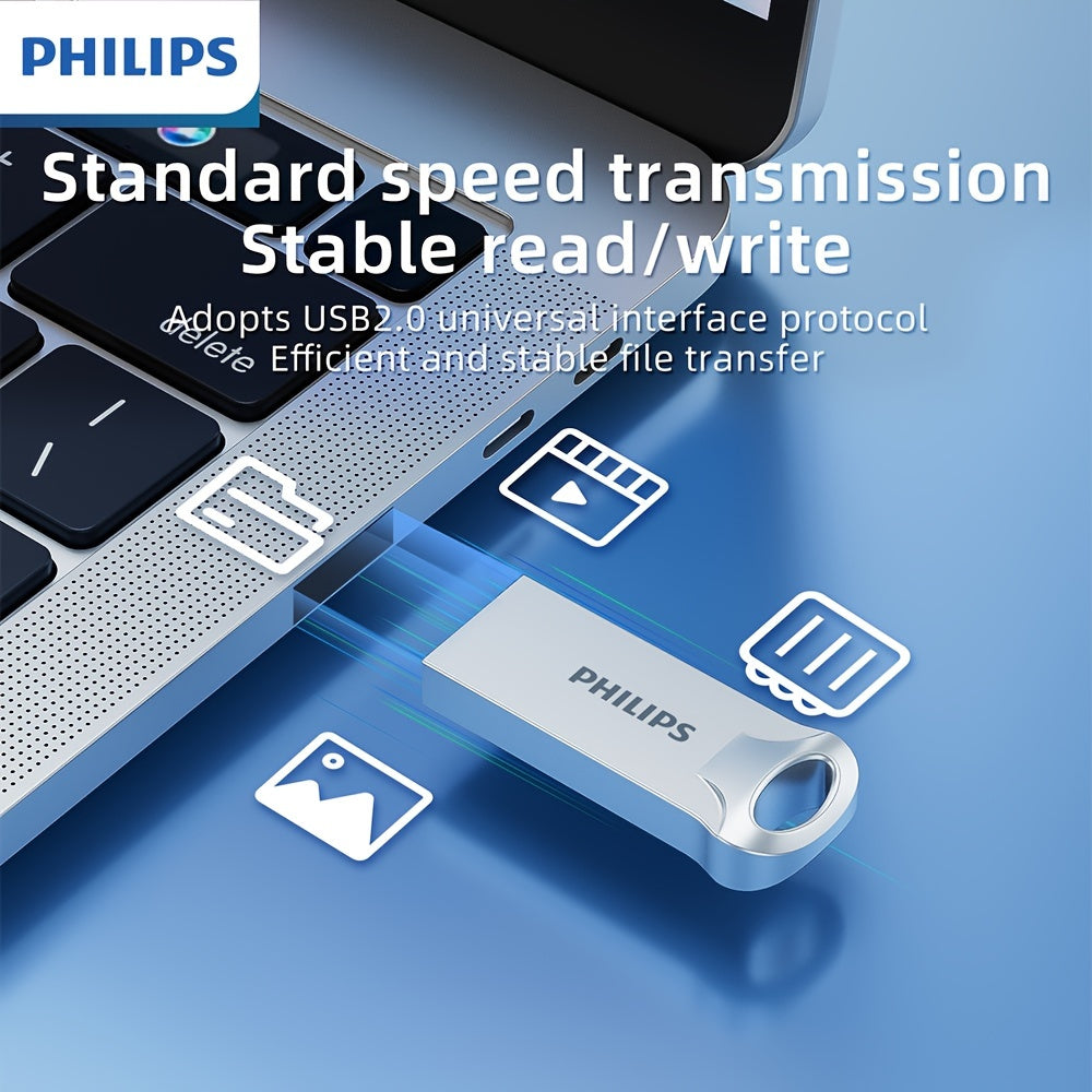 128GB USB Flash Drive High-Speed USB 2.0 Metal Keychain Data Storage Transfer Compatible with Computers Smart TVs