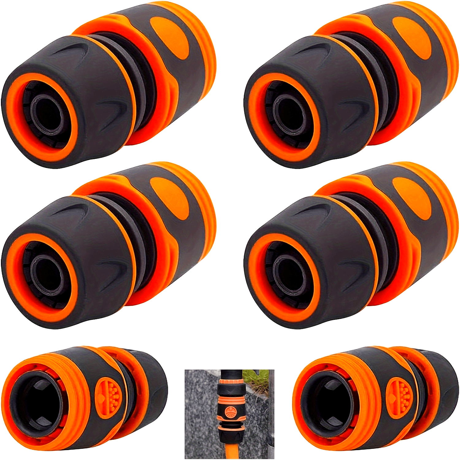 Conectores de manguera para lavado de autos, adaptadores duraderos de conexión rápida de 1/2 pulgada, set