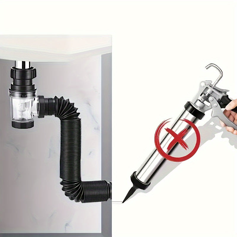 Stainless Steel ABS Sink Drain Pipe Space-Saving Odor-Free Flexible Plumbing