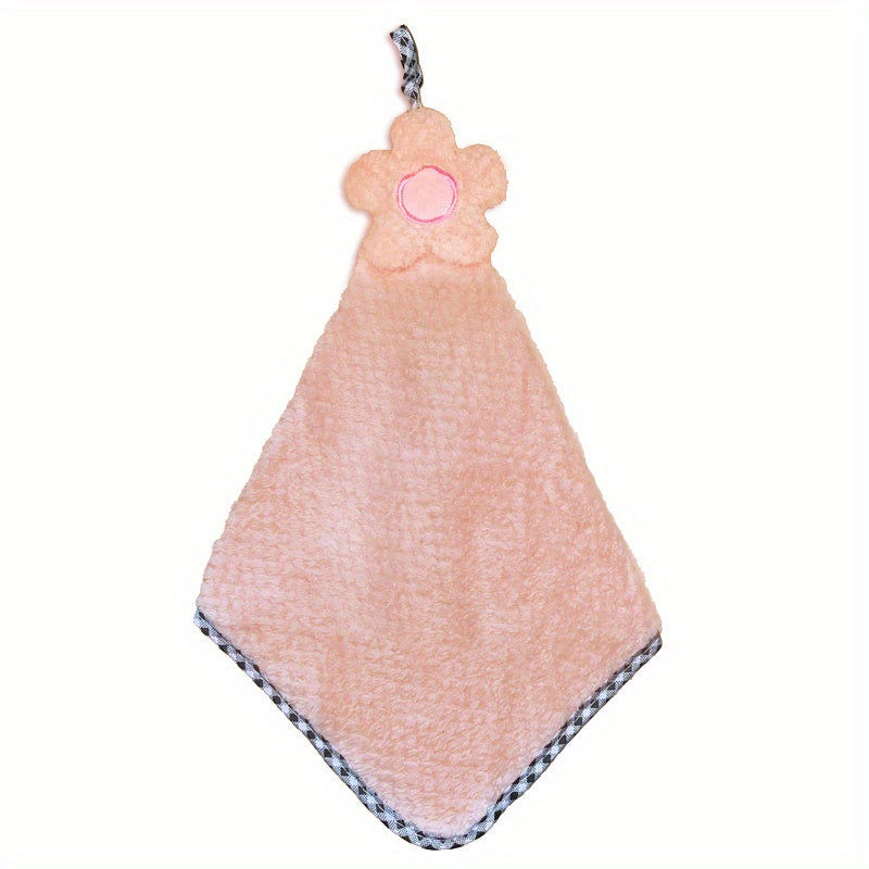 Decorative Crochet Flower Hand Towel Microfiber with Hanging Loop for Kitchen Bathroom Pink Mint Green White Brown