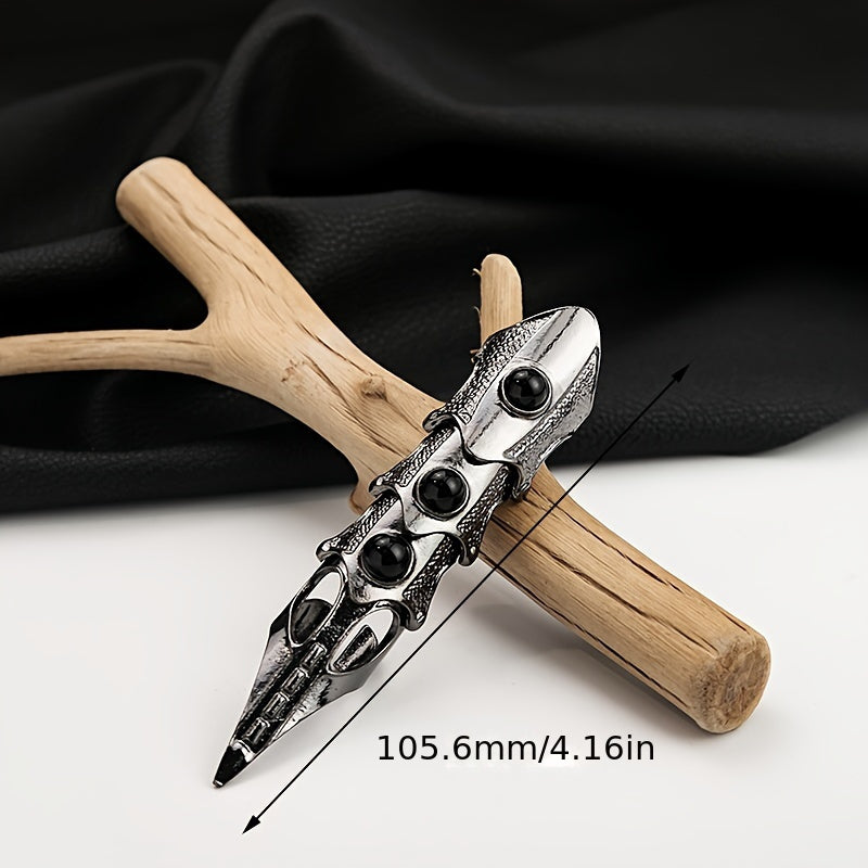 Katta qora to'liq barmoq uzuk, g'ildirakli, vampir qattiq, zirakli zargarlik, gotik uslub, zink alloy