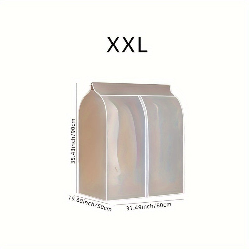 Kiyimlarni osib qo'yish uchun changdan himoya qiluvchi, egiluvchan, shaffof shkaf sumkasi.