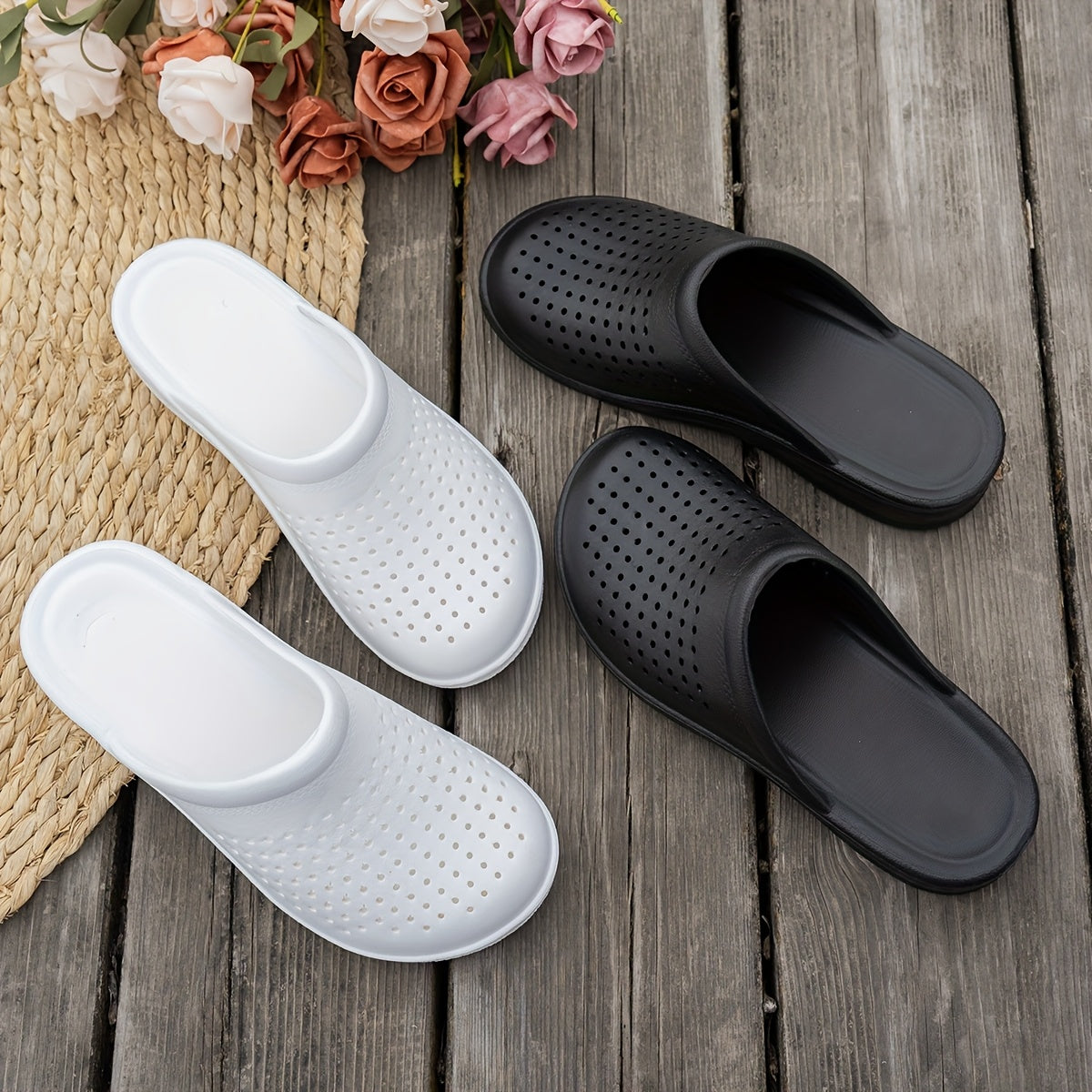 Unisex EVA Non-Slip Slippers Minimalist Striped House Beach Shoes