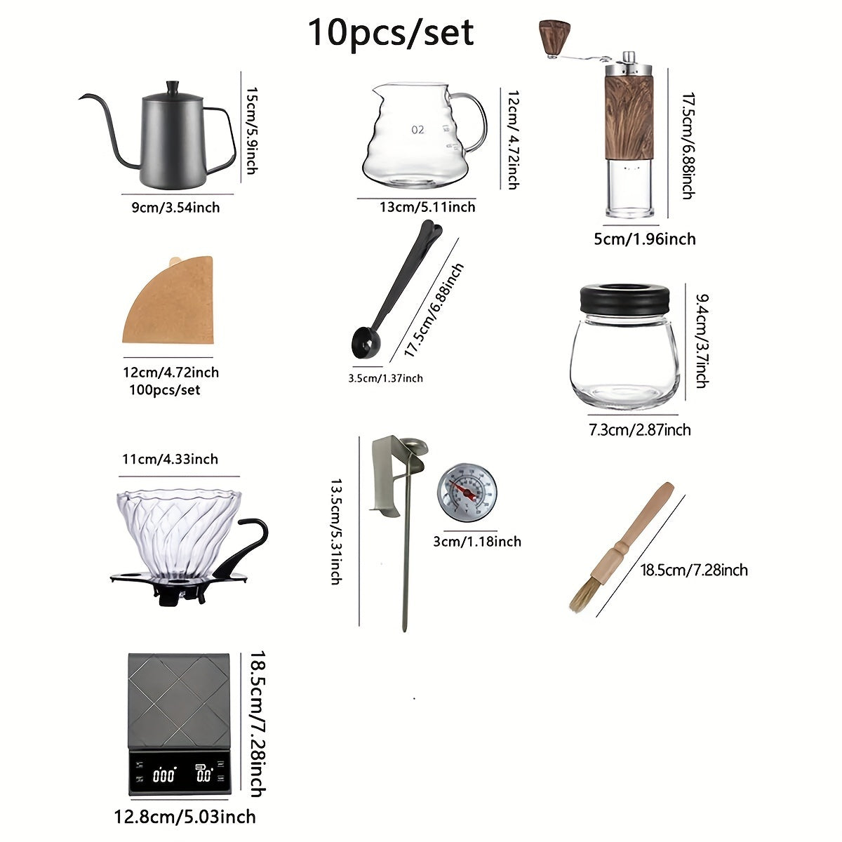 Portable Stainless Steel Battery-Operated Coffee Maker Set with Press and Dispenser