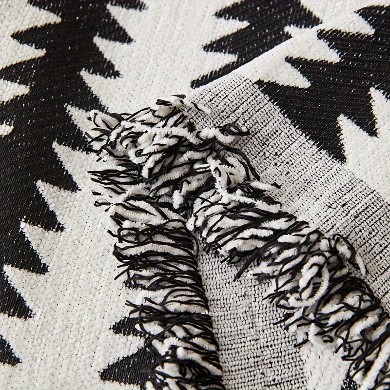 Chenille Sofa Cover with Tassel Style Anti-Pet Scratch All-Season Non-Slip Couch Protector for Home Decor