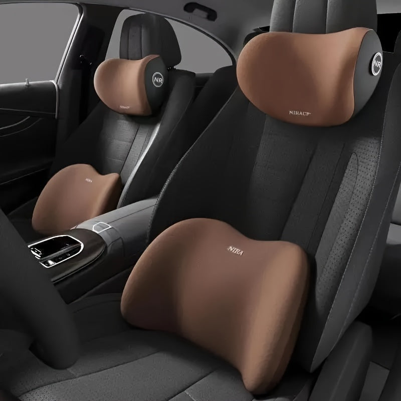 Almohadas de soporte para asiento de coche, de espuma viscoelástica, cojín lumbar y para la cabeza
