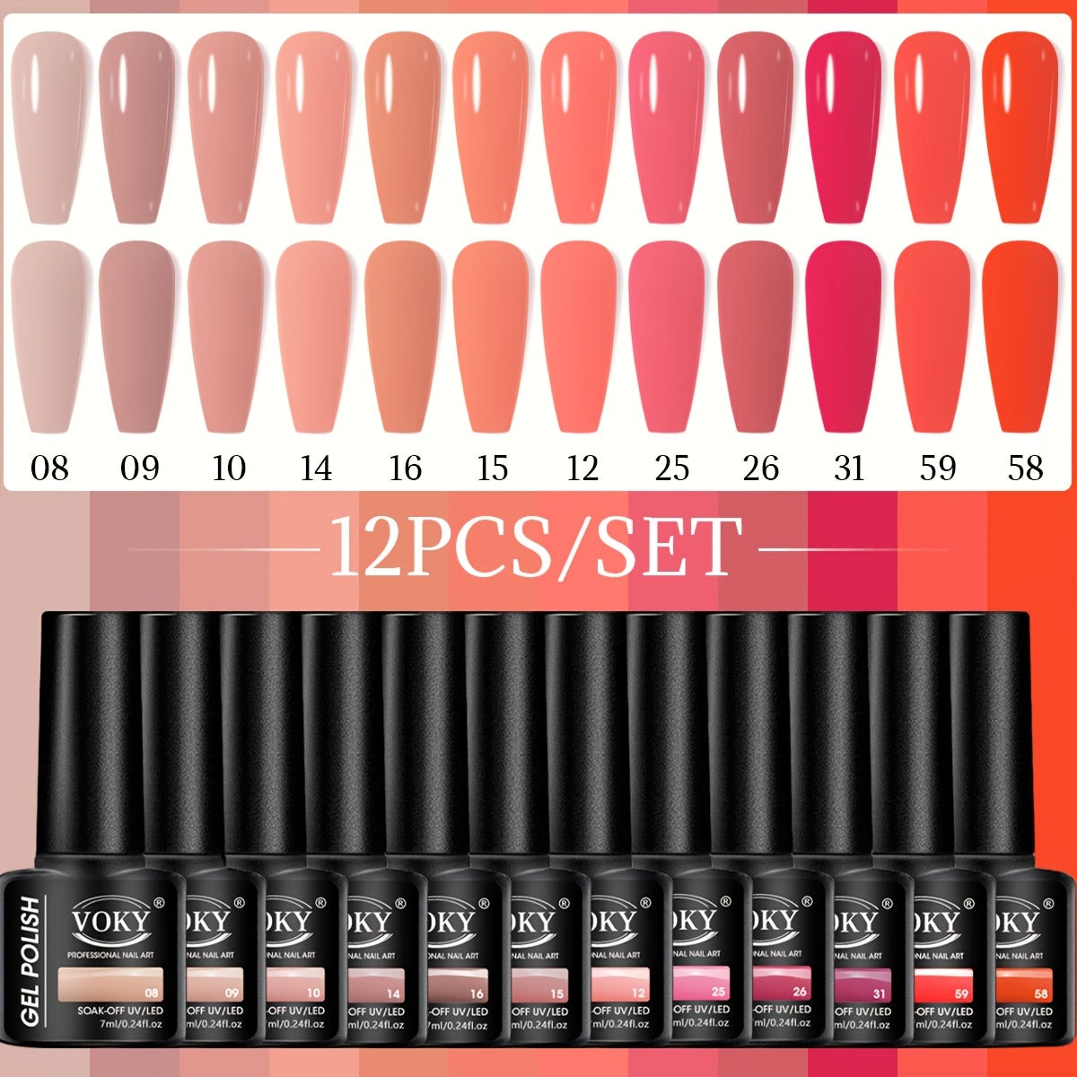 12 ta shisha gel lak uchun to'plam, kuz-qish, uzoq davom etadigan, yarim doimiy, shampanli, gipoallergik