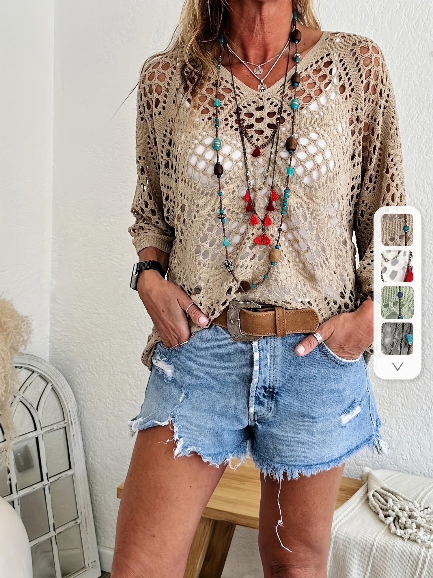 Women's Plus Size Knit Sweater with Cutout and Batwing Sleeves