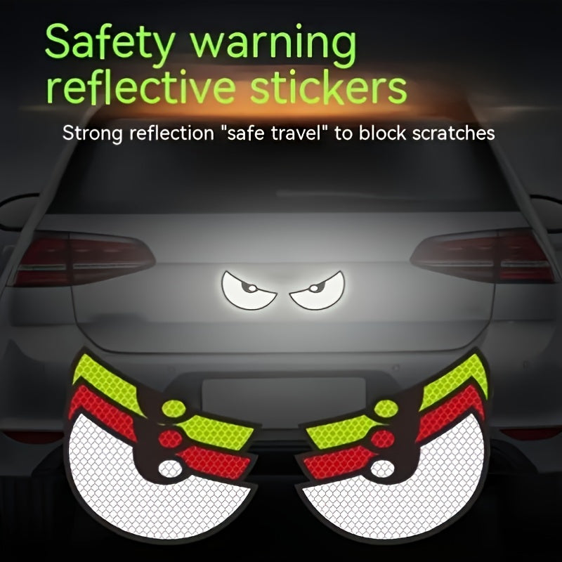 2-Pack Reflective Motorcycle Bicycle Car Stickers Rear Safety Warning Decals