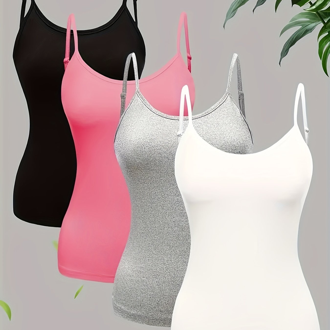 Plus Size Solid Color Knit Tank Tops 4-Pack Women's Casual Sleeveless
