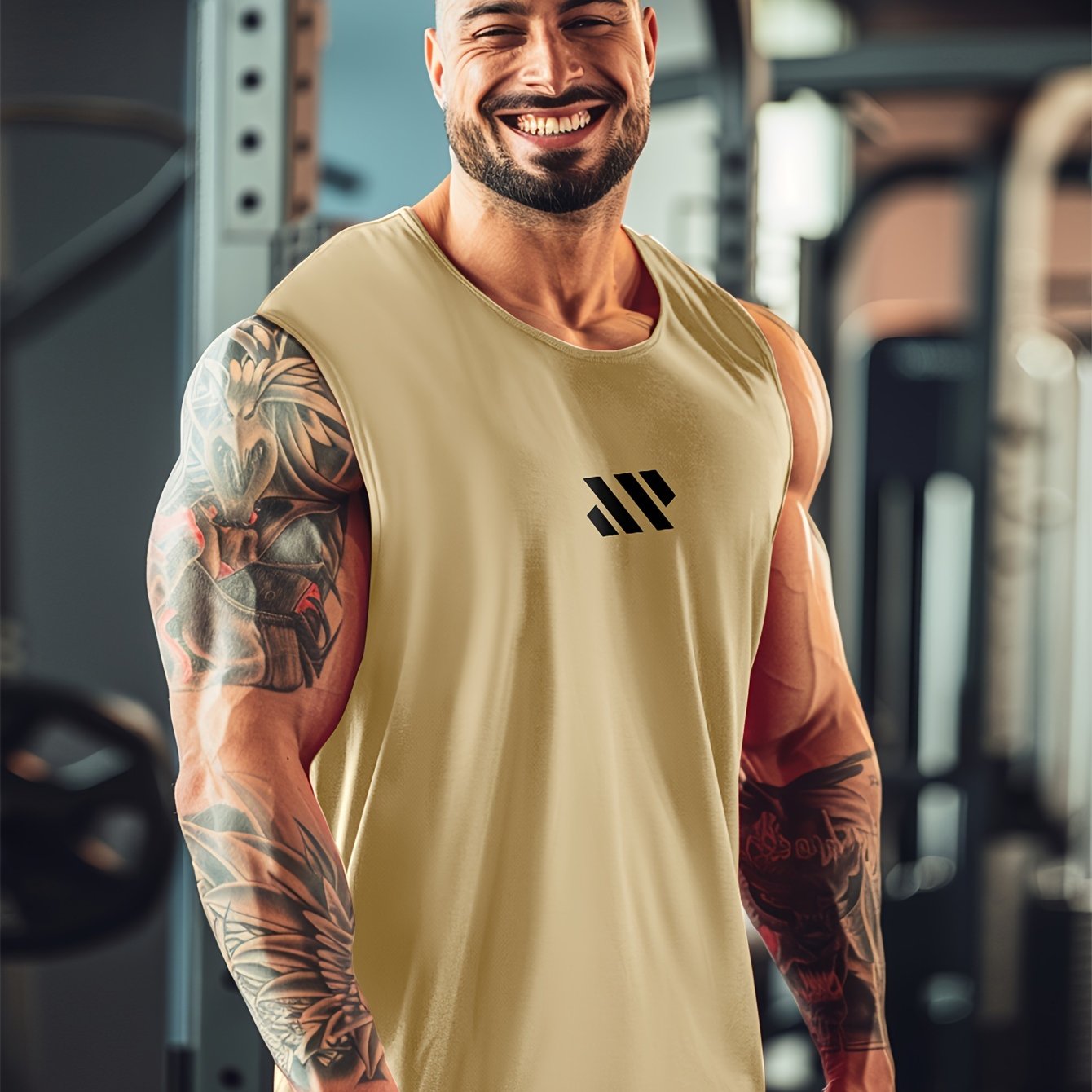 Men's Sleeveless Tank Top with Stripe Pattern Quick Dry Summer Fitness Outdoor Running