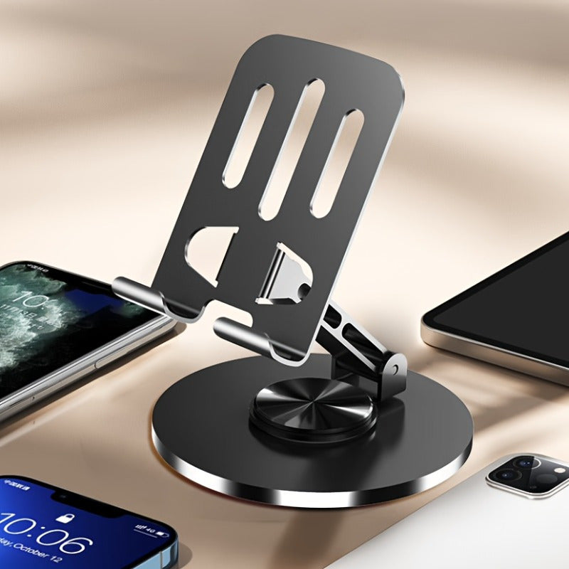 Adjustable Metal Phone and Tablet Stand with 360-Degree Rotation and Height Adjustment