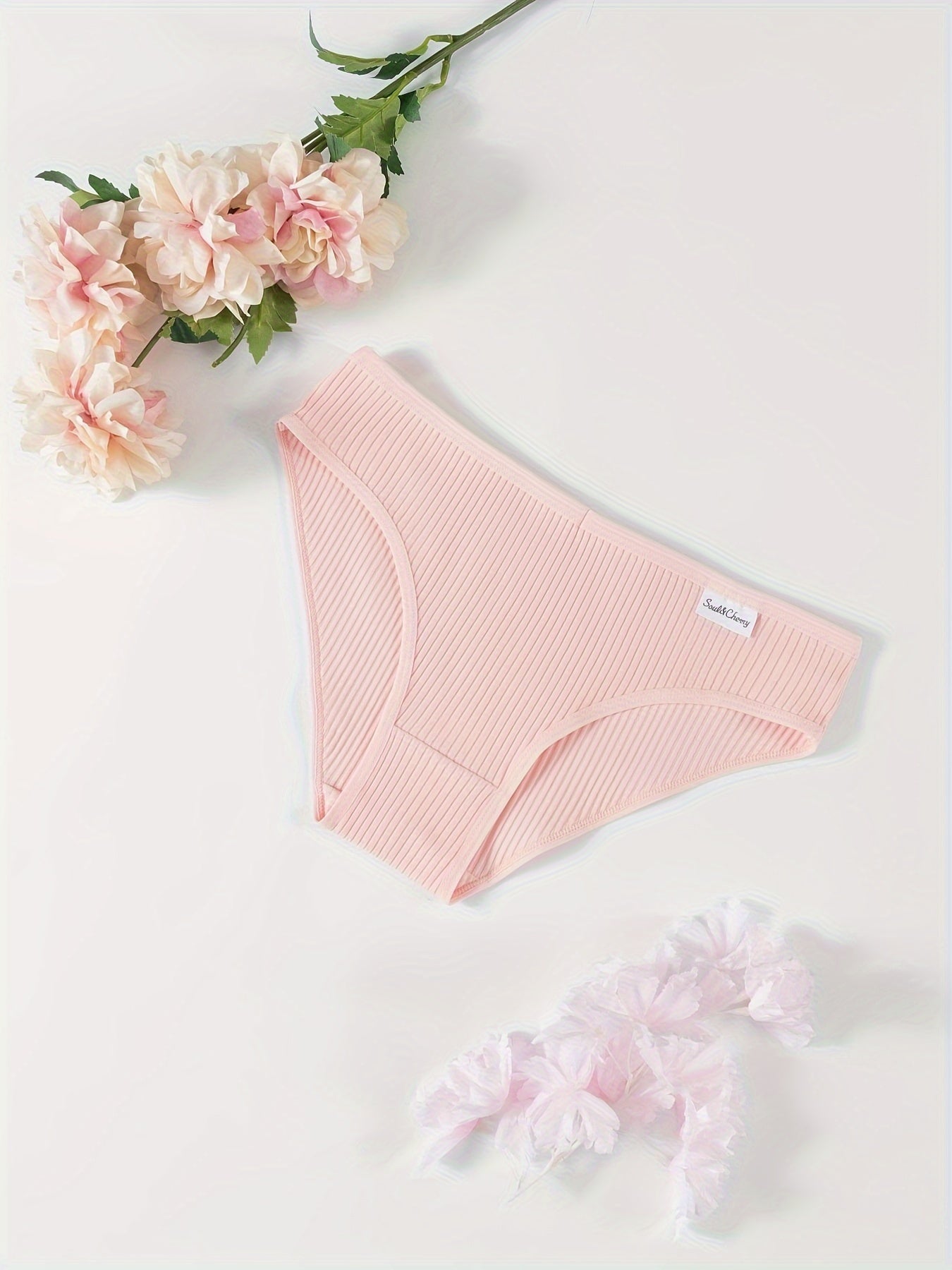 8-to'plam ayollar uchun shovqinsiz ribli paxta ichki kiyimlar, nafas oladigan, qulay kiyim