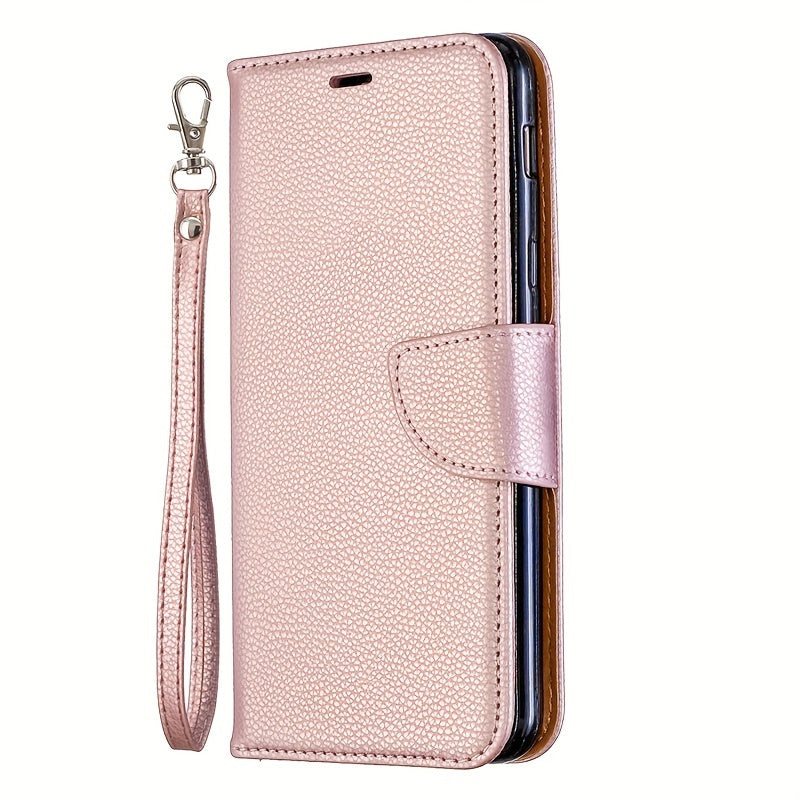 Lychee Pattern Faux Leather Flip Cover Phone Case with Card Slot for Various Models