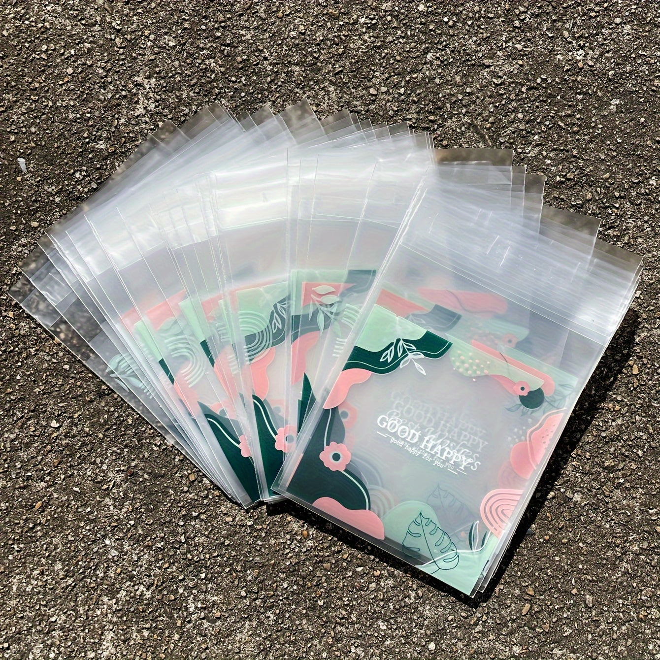 100 dona Frosted sovgʻa qadoqlash sumkasi, fern bargi va gul naqshli