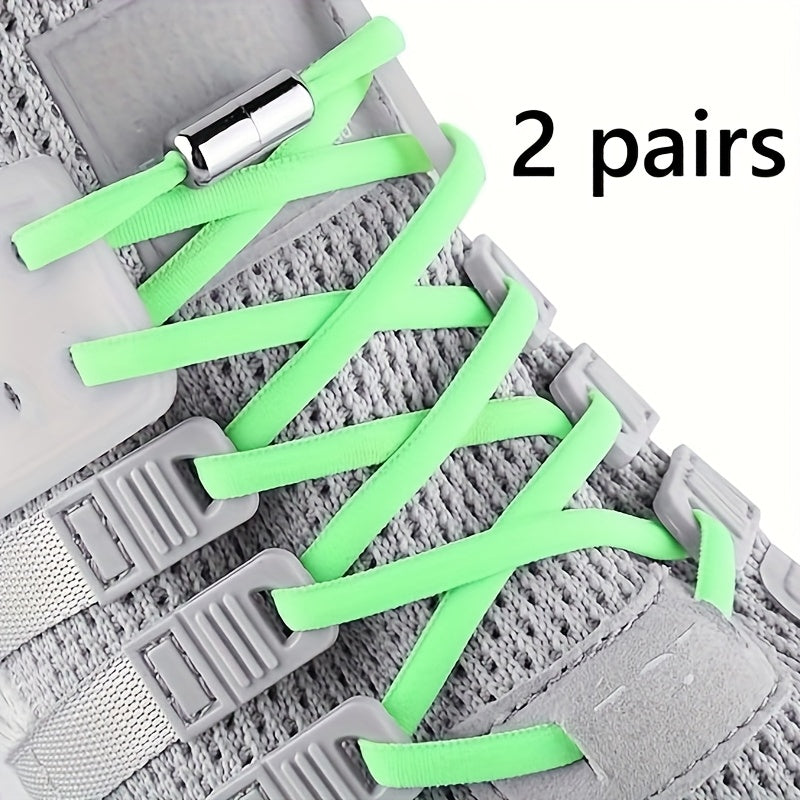 Unisex Elastic No-Tie Shoe Laces with Metal Locks, Washable, Secure Fit