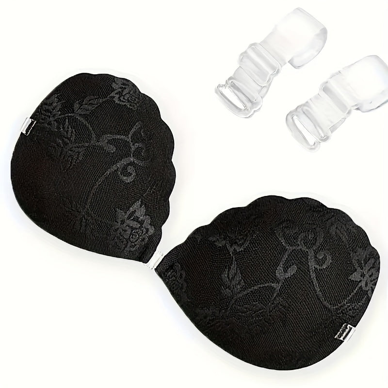 Lace Push Up Bra Wireless Invisible Straps Silicone Nipple Covers