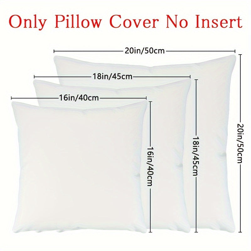 Pack of 4 White Polyester Zippered Pillow Covers for Sofa and Bedroom Decor