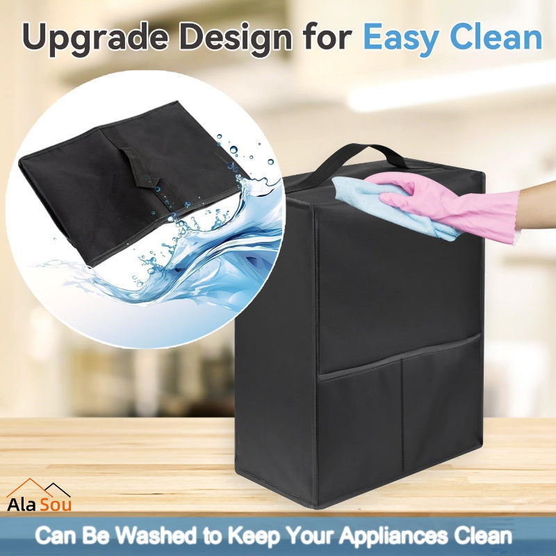 AlaSou og'ir vaznli chang qopqog'i bilan muzqaymoq tayyorlagichingizni himoya qiling. Qora qopqoq shaffof derazaga ega, suv o'tkazmaydigan va tozalash oson. Turli xil muzqaymoqlar bilan mos keladi, qulay oshxona uchun tutqichi va saqlash cho'ntagi mavjud.