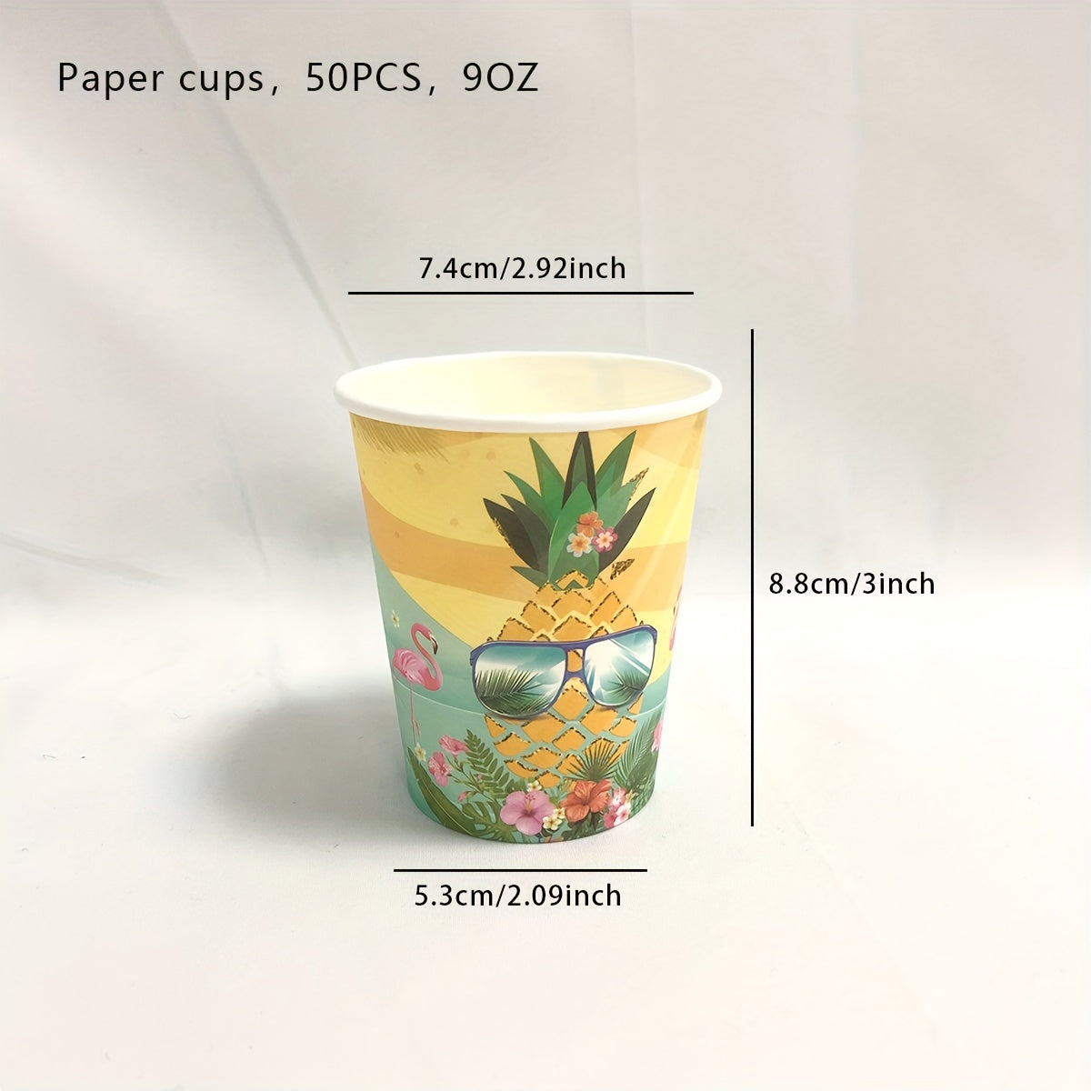 Platos, vasos y servilletas desechables de fiesta de piña temática de frutas tropicales