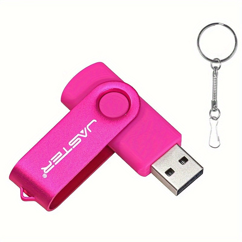 128GB High-Speed USB 2.0 Flash Drive with Rotatable Metal Keychain in Bright Colors