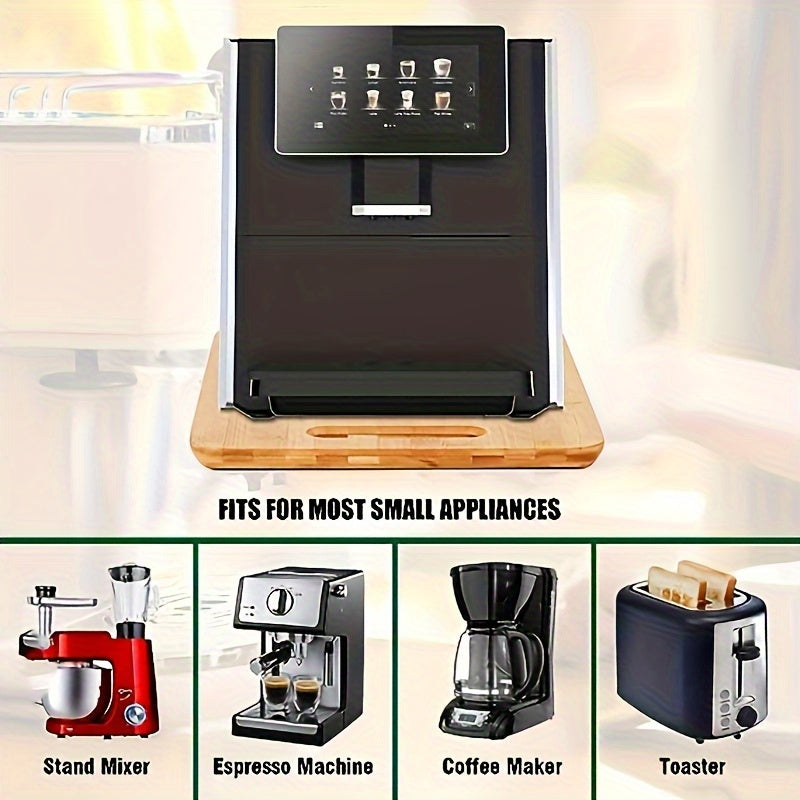 Wooden Kitchen Tray for Countertops with Bamboo Design for Coffee Makers and Toasters