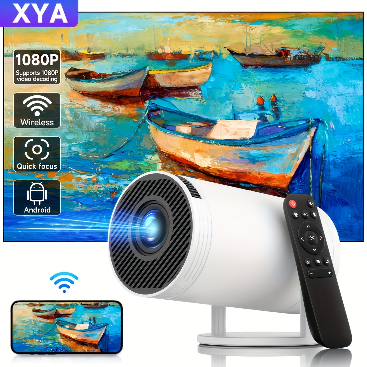 Portable HD Smart Projector Android 12 120ANSI Lumens LCD Display