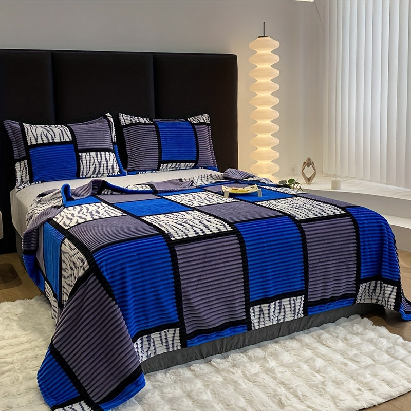 Grey All-Season Plaid Throw Blanket Soft Cozy Machine Washable for Couch Bed Travel