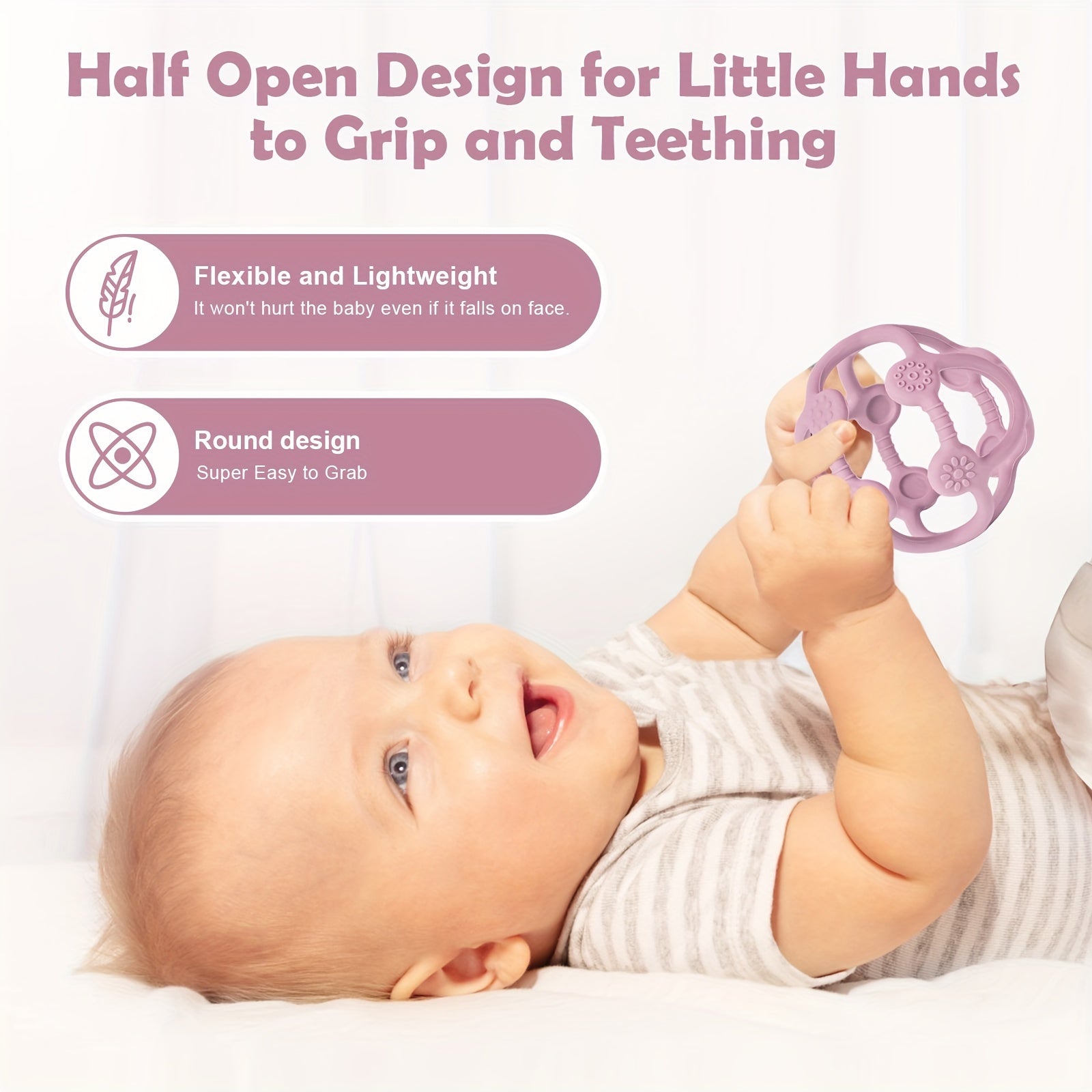 TYRY.HU Silikon Bolalar Tishlash To'pi - Geometrik Dizayn, Bolalar va Kichiklar uchun Oson Ushtirish - Rojdestvo va Shukrona Kuni uchun Ajoyib Ta'gif - Turli Ranglarda Qaynatish Mashinasida Yuvish Mumkin - Bolalar uchun Tishlash O'yinchoqlari