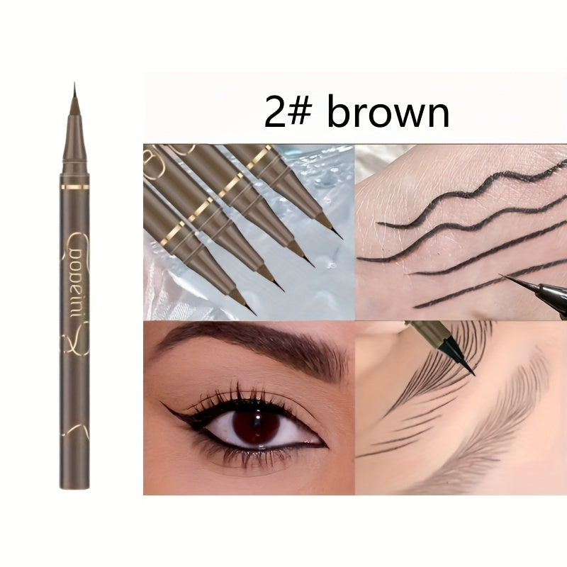 Lápiz de cejas negro para mujer resistente al agua y a las manchas, punta fina