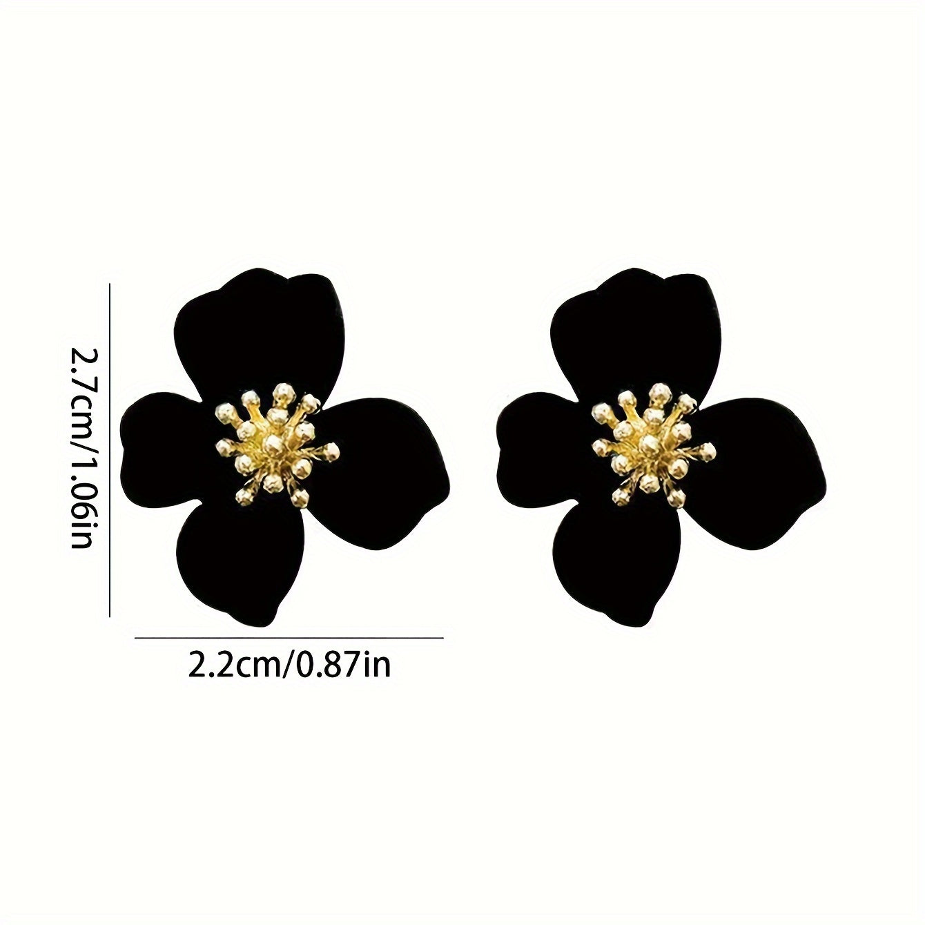 Women's Vintage Black Flower Stud Earrings Zinc Alloy Stainless Steel Post