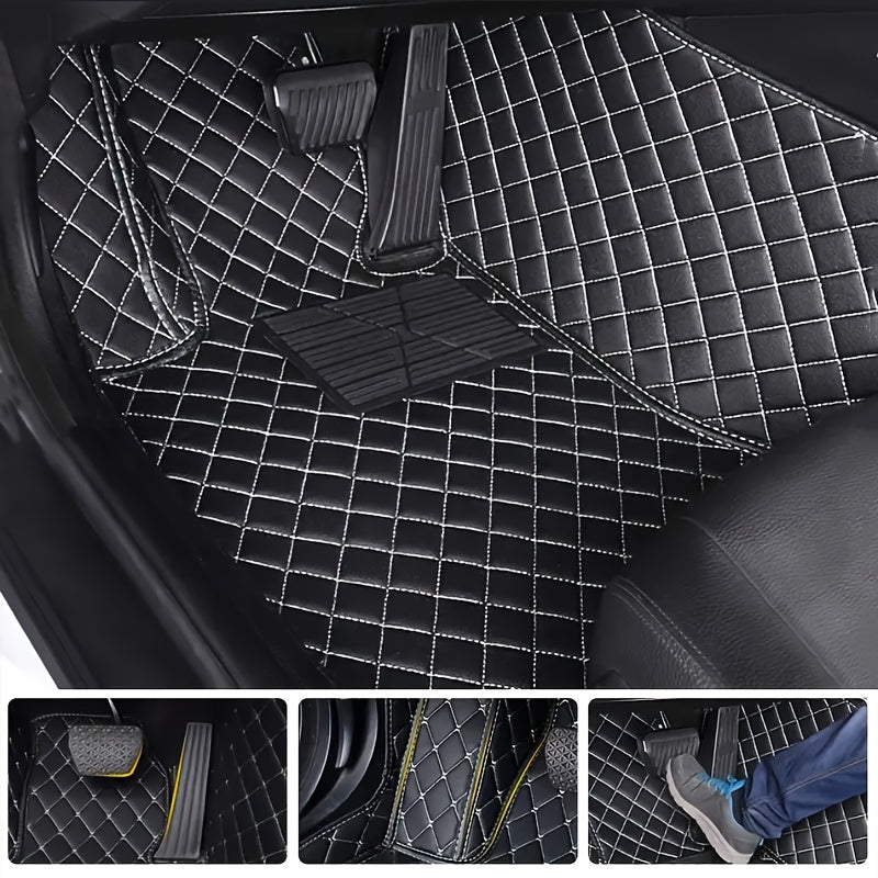 Full-Coverage Waterproof PU Leather Car Floor Mat for EV Sedan Durable Dustproof