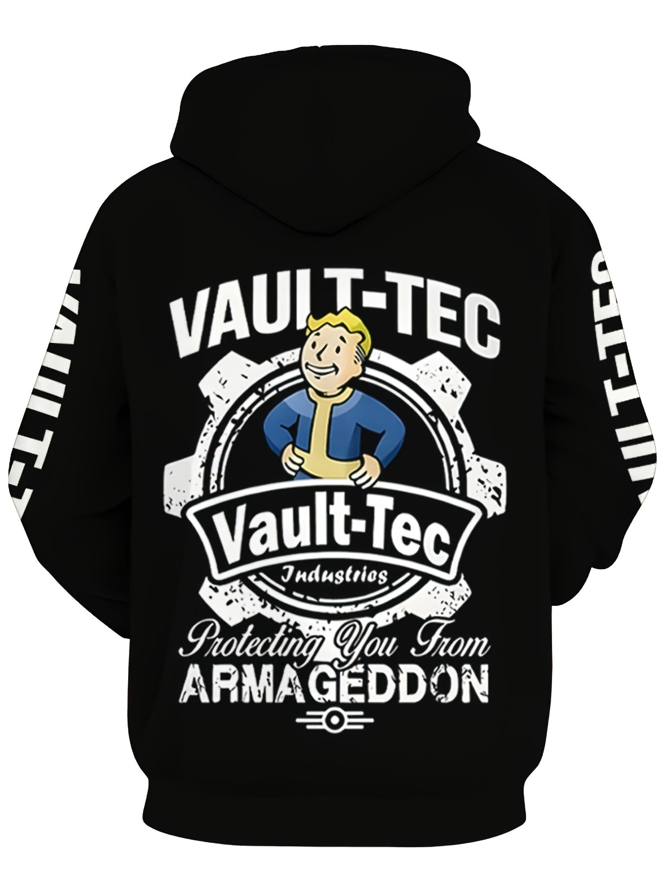 Men's Plus Size Hoodie with Vault-Tec Graphic Print Polyester Casual Outdoor