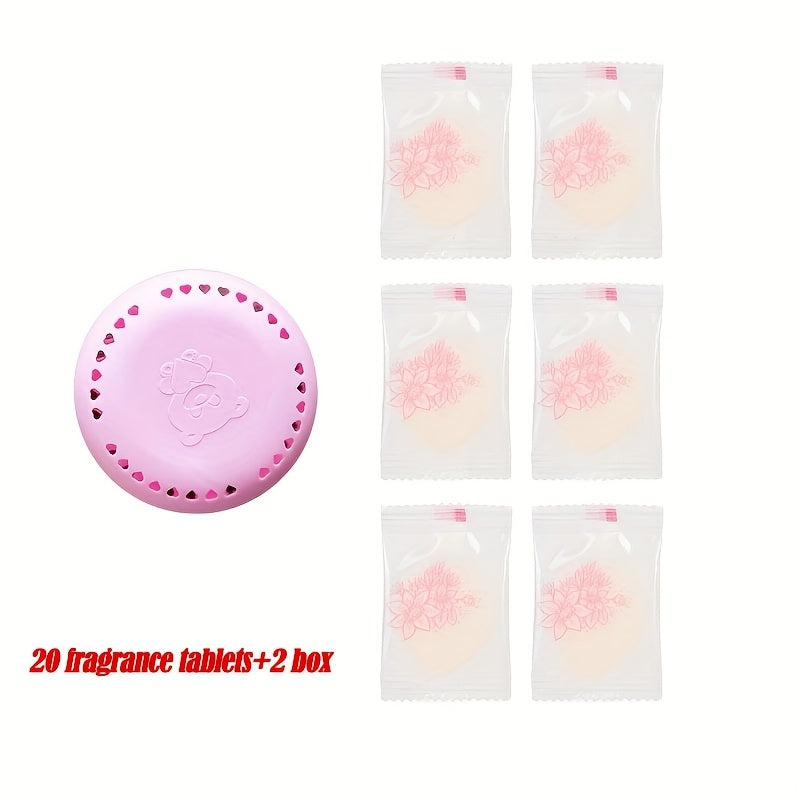 20pcs Cartoon Patterned Self-Adhesive Air Freshener Tablets Reusable Aromatherapy Deodorant for Home Car Bathroom Bedroom Wardrobe Toilet