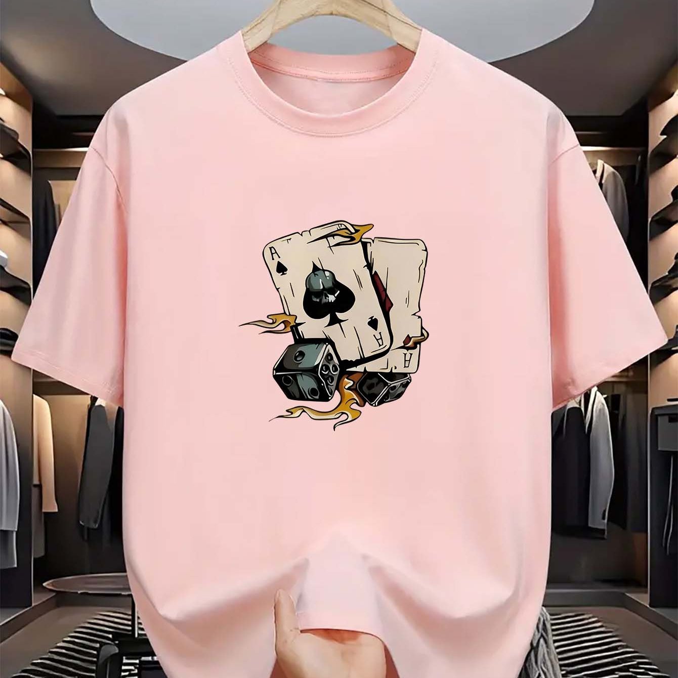 Erkaklar uchun Spades printli futbolka, 100% polyester, yumshoq bo'yin, cho'ziluvchan, yozgi moda, qisqa yeng, oddiy kesim, 180gsm mato.