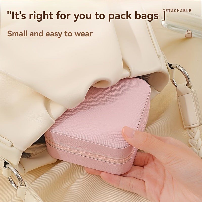 Mini Faux Leather Jewelry Organizer with Drawer for Earrings Necklaces Rings and Bracelets