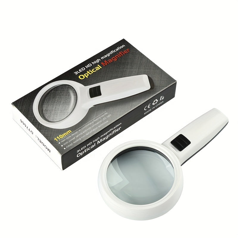 Handheld Magnifying Glass with 30X and 45X Lenses LED Light Pocket Size for Jewelry Reading