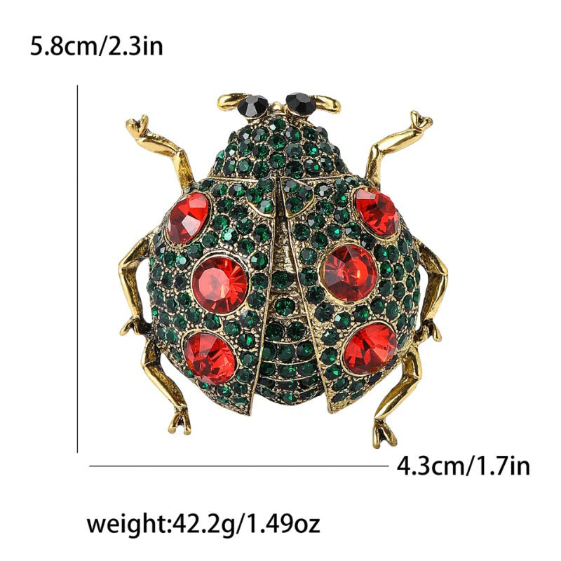 Ladybug Brooch Pin Rhinestone Insect Jewelry for Women Stylish Fashion Accessory