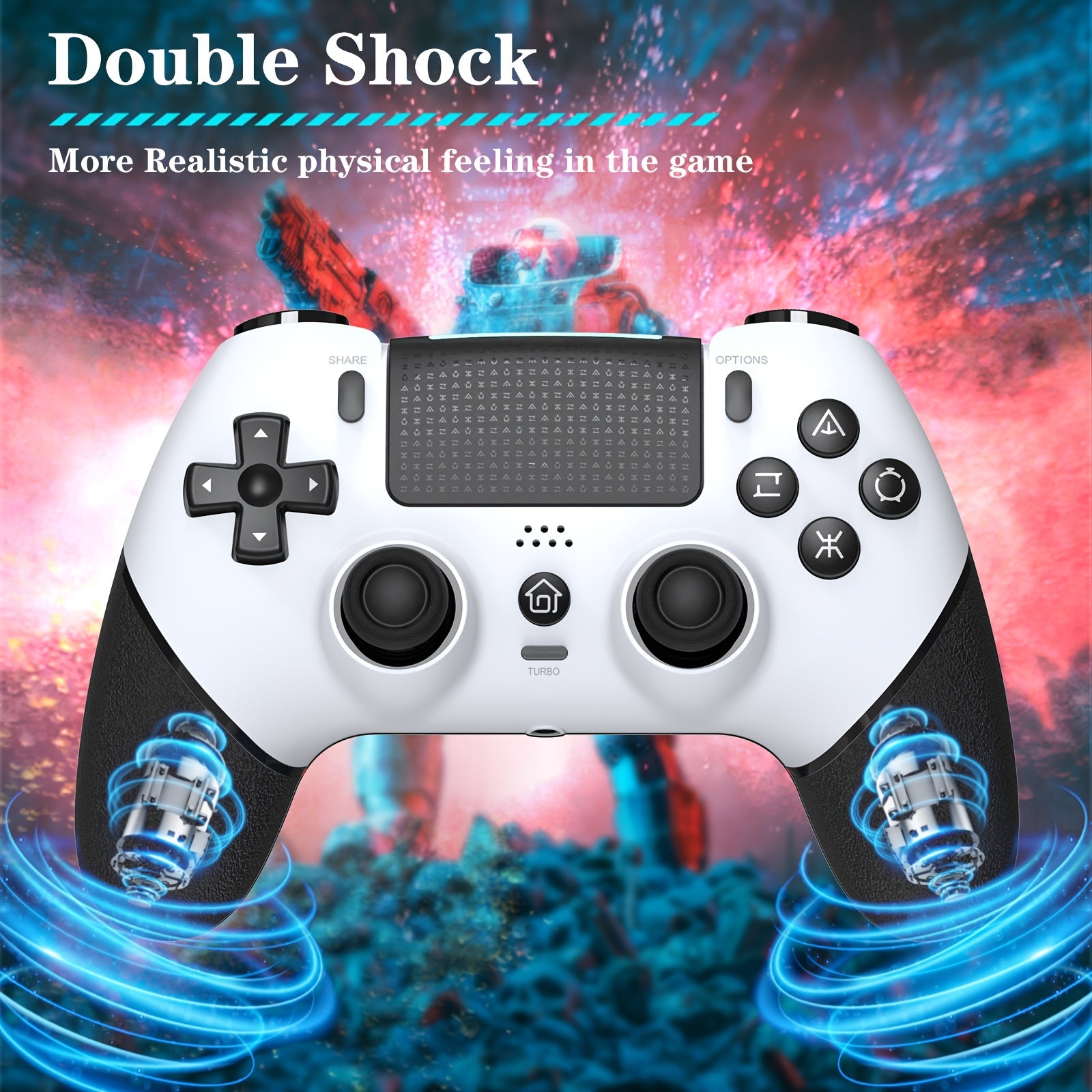 Wireless PS4 Controller with Hall Effect Joysticks 6-Axis Motion Sensor Turbo Function
