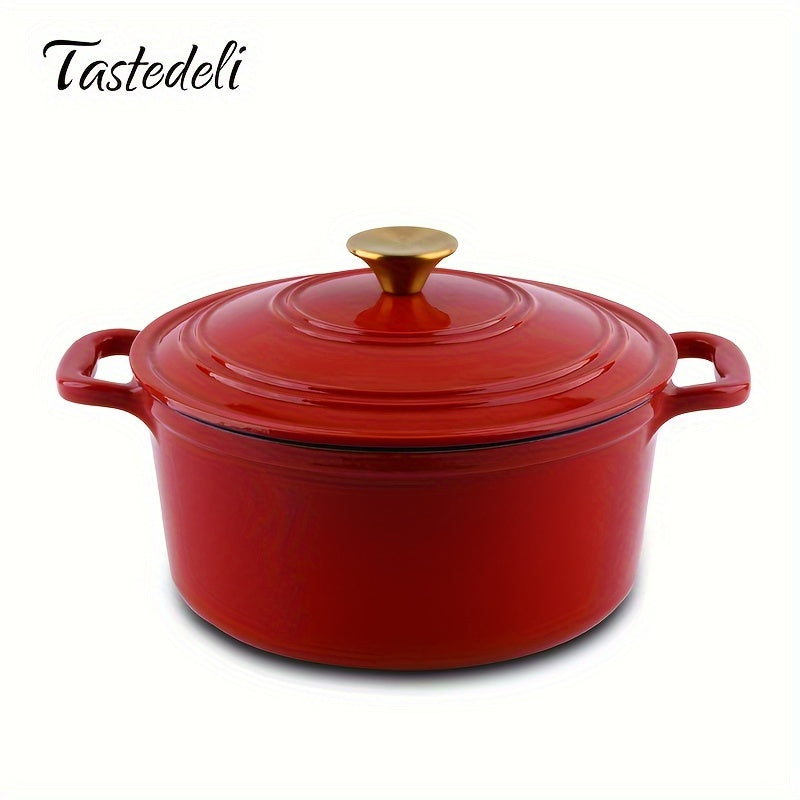 Кастрюля-утятница Tastedeli объемом 4,7 литра из эмалированного чугуна идеально подходит для приготовления, выпечки и подачи.