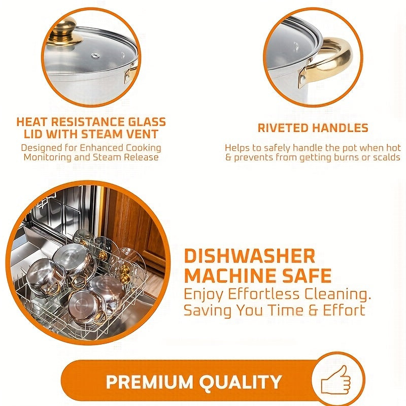 Barcha pech turlari uchun 10 ta zanglamaydigan po'latdan yasalgan idishlar to'plami, qopqog'lar bilan